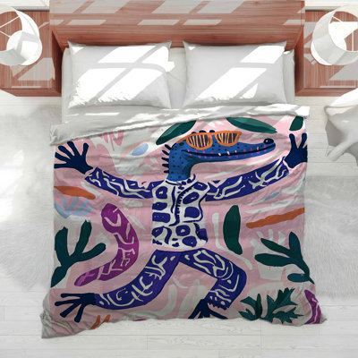Quirky Crocodile Bedding Illustration Comforter Eclectic