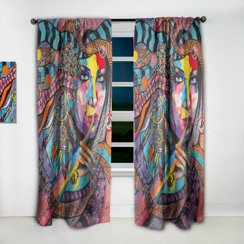 Woman Portrait In Your Dreams - Toile Glamour Blackout Curtain Single Panel, 52" W x 63" L