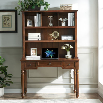 Nut-brown Rectangular Solid Wood desk