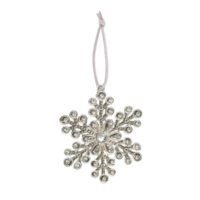 Christmas Metal Snowflake Pendant Christmas Tree Decoration Rhinestone Snowflake Christmas Ornaments Transparent Bright Silve