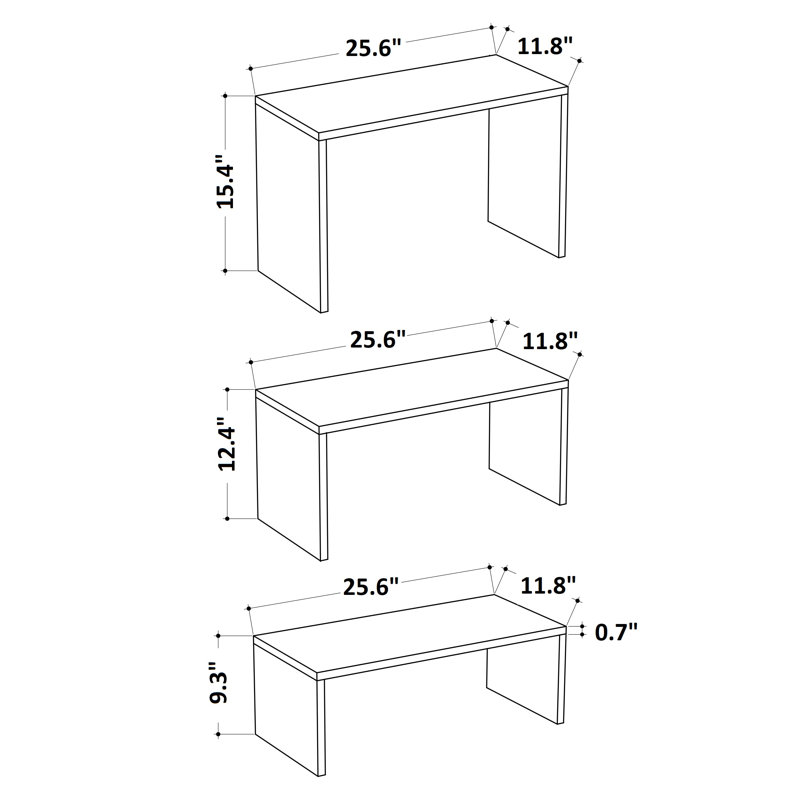 Tables gigognes 3 pièces Alquin, Chêne / Blanc
