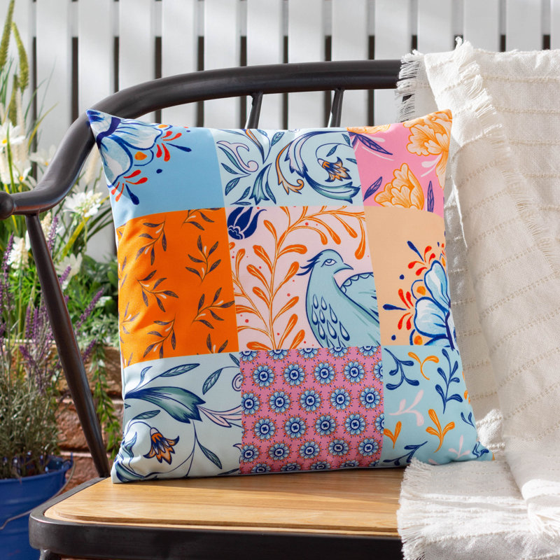 Azzar Indoor / Outdoor Floral Square Throw Cushion