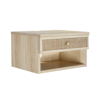 1-Drawer Nightstand with Rattan Detail
