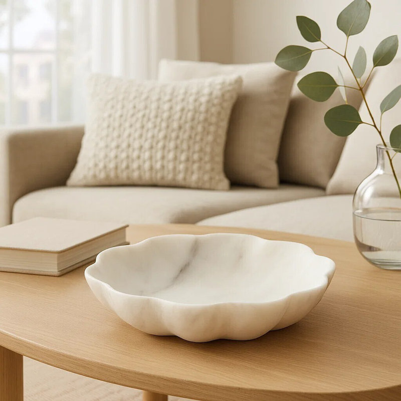 Zoro Marble Decorative Bowl, 5cm H x 25cm W x 25cm D