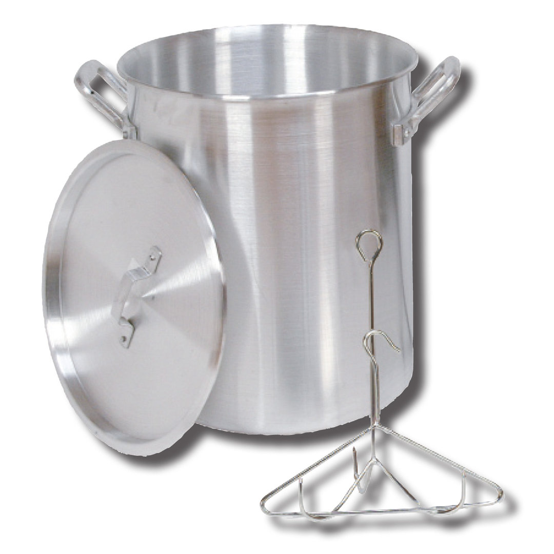 King Kooker 30 Qt. Aluminum Turkey Frying Pot with Lid, Lifting Rack and Lifting Hook King Kooker 