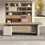 Bureau de direction en L 102,36 "de couleur naturelle et beige avec buffet-100643942
