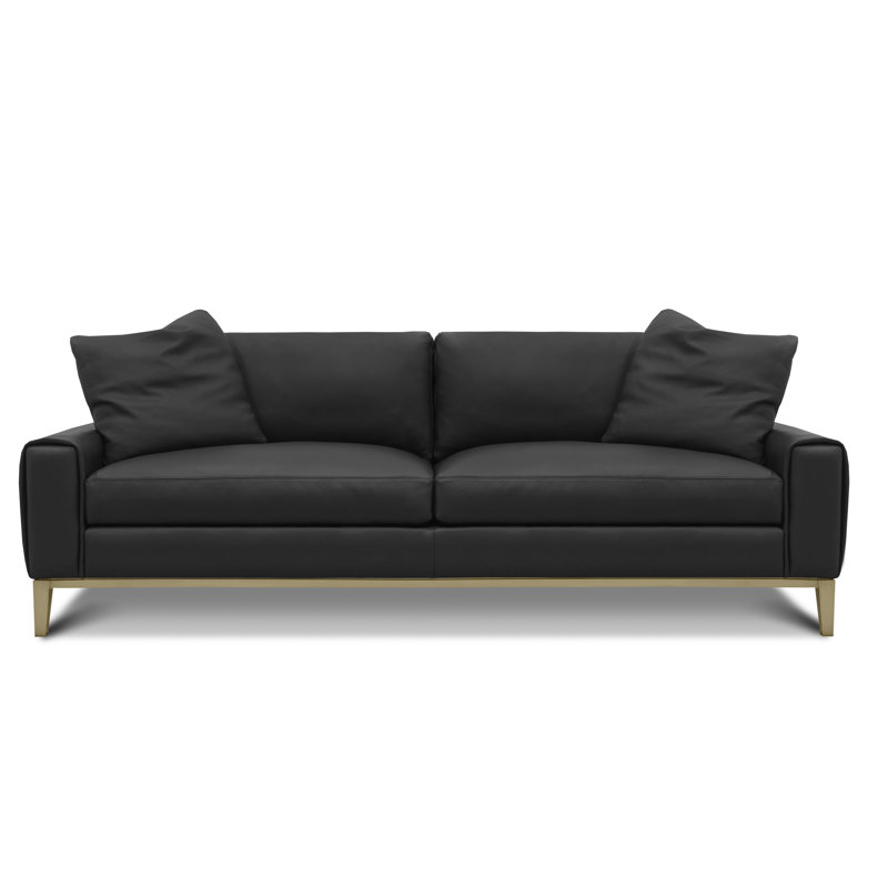 Como Leather Sofa, Satin Brass, Onyx (Dreamer)