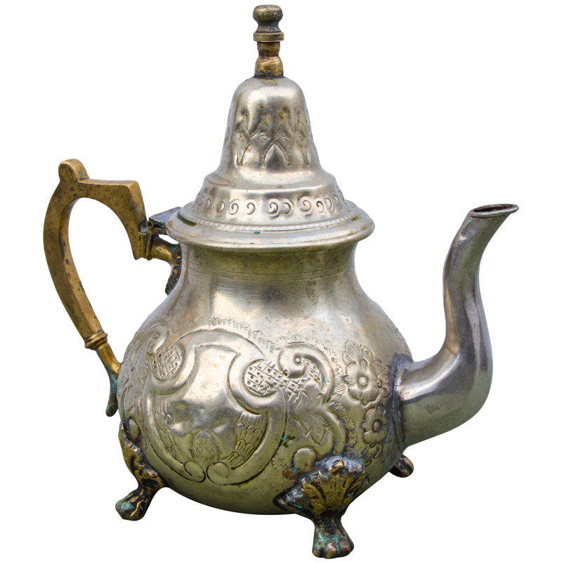 Antique Brass Teapot with Engravings