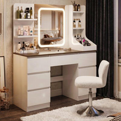 Dressing Table with Mirror and Seat