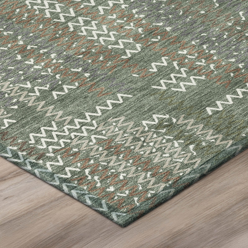 Tapis moderne lavable à la machine intérieur / extérieur ACN2980, Basilic, 8 pi x 10 pi