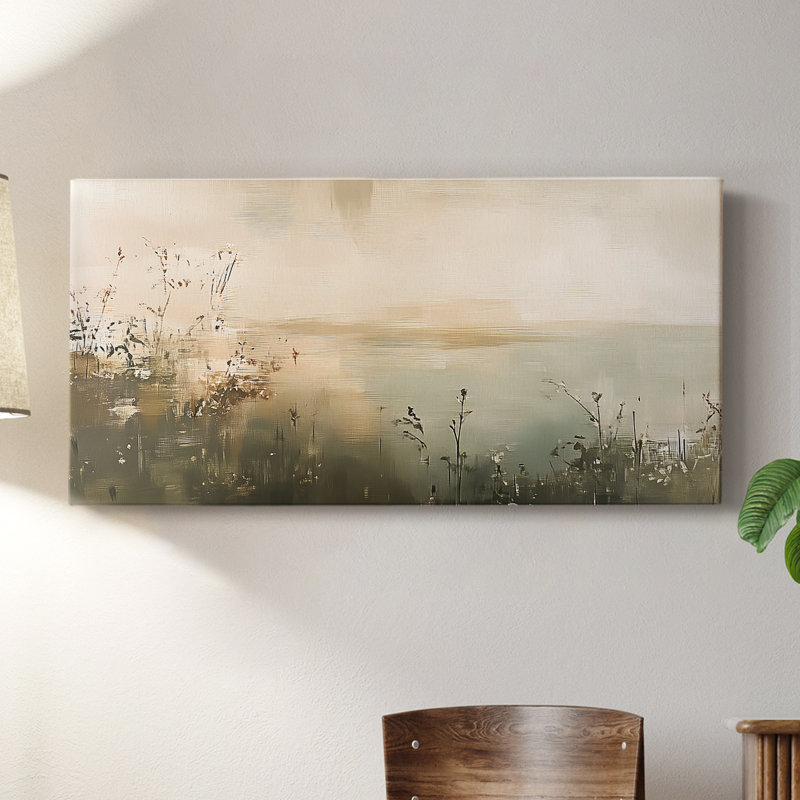 Série abstraite-Lxxiv- Toile tendue avec châssis-Prêt à accrocher, 24" H x 48" W