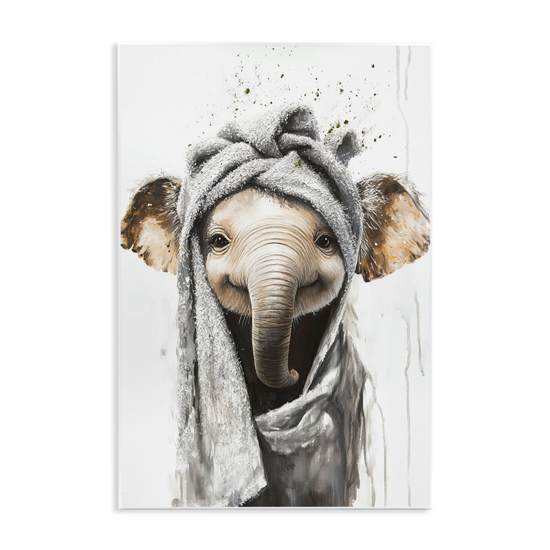 Plaque murale Squeaky Clean Elephant, design par Tina LeCour, H 19 po x l 13 po
