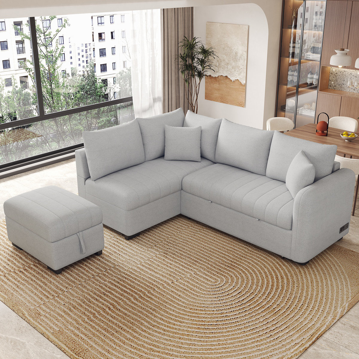Latitude Run® L-Shaped Sectional Pull Out Sofa Bed Sleeper Sofa With ...