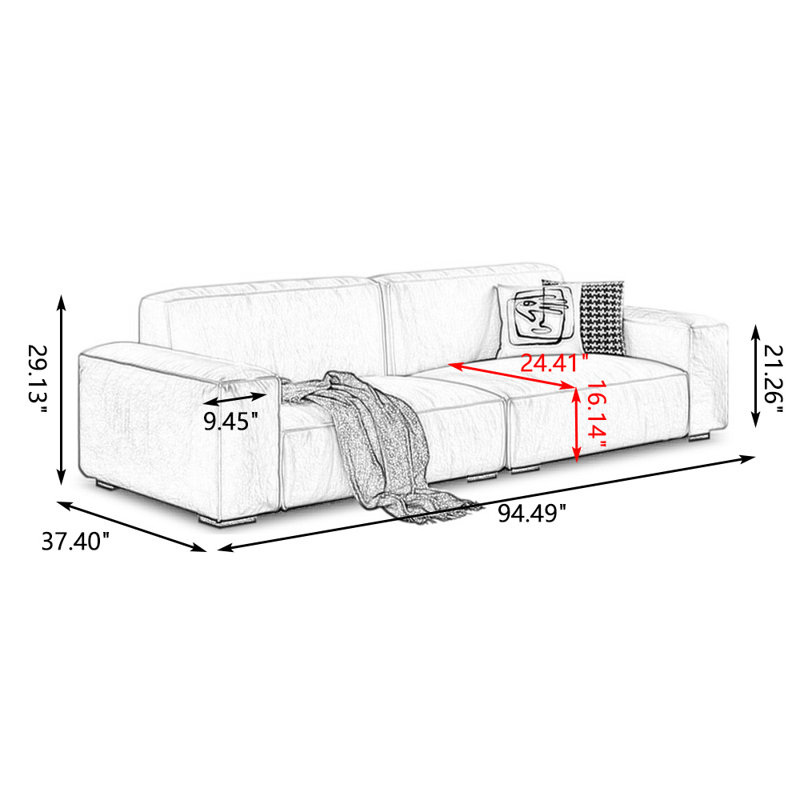 Coussin modulaire 100% polyester, H 29,13 po x l 94,49 po x P 37,4 po, Blanc