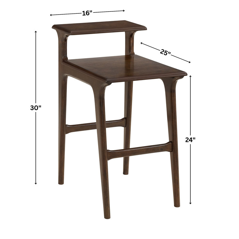 Mid-Century Modern Tiered Chairside End Table, Espresso
