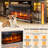 Farmhouse TV Stand with 36" Electric Fireplace and Glass Cabinet-1036972824-1051040450