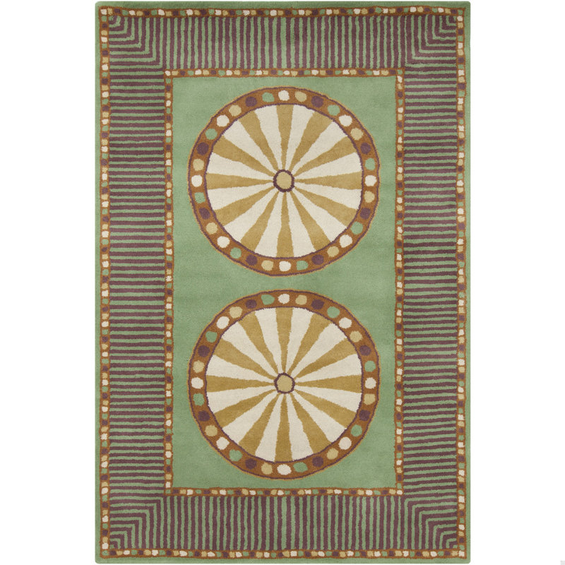 Tapis en laine touffeté à la main or, mauve, crème et vert Billerica Authentic
