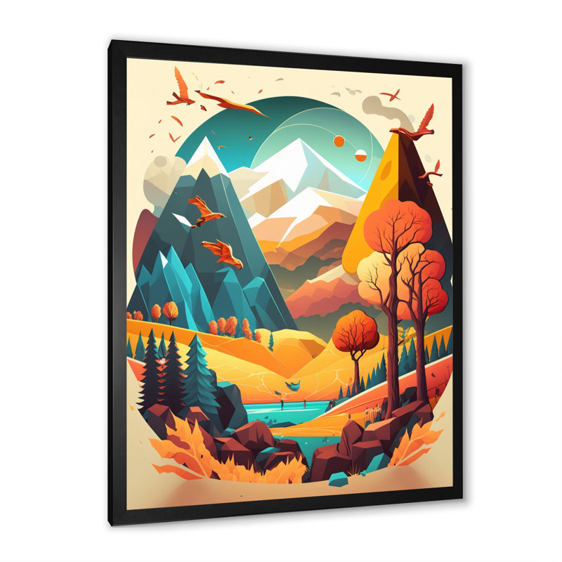 «Summer Scene in Modern Vector», reproduction sur toile, Cadre photo noir, L 12 po x H 20 po