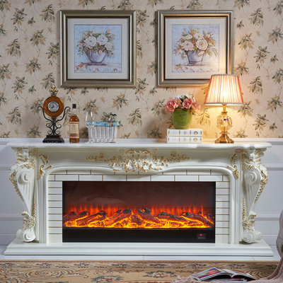 American Carved Electric Fireplace TV Stand