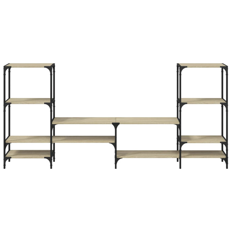 Abshure Unfinished TV Stand for TVs up to 88" with Fireplace Included, Sonoma Oak