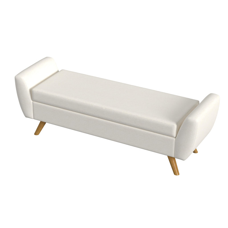 Banc de rangement rembourré Amsi, Tissé texturé crème