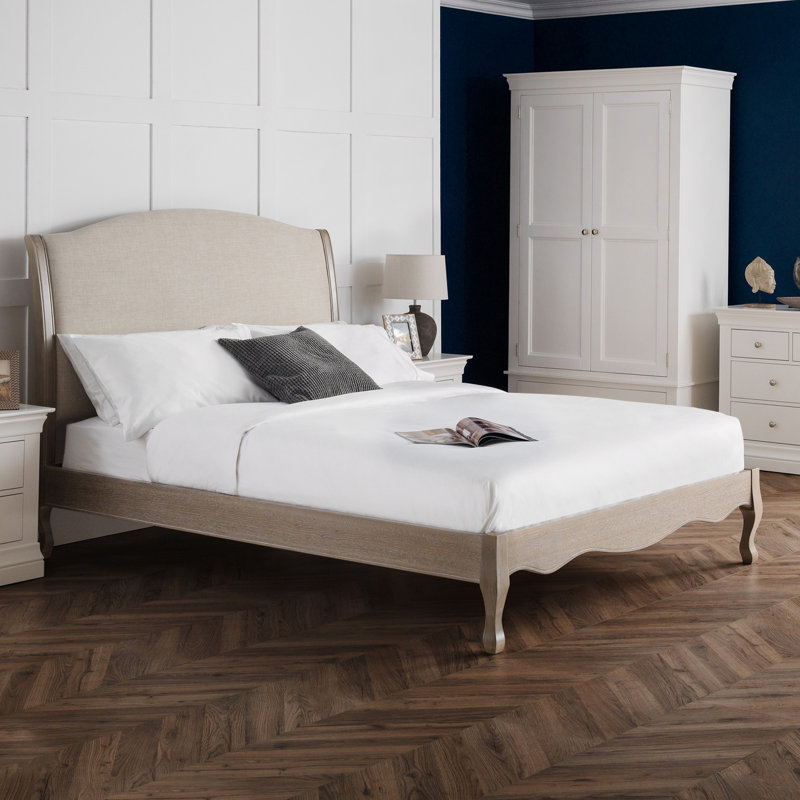 Felicity Upholstered Bed, Double (4'6), Limed Oak/Oatmeal Linen