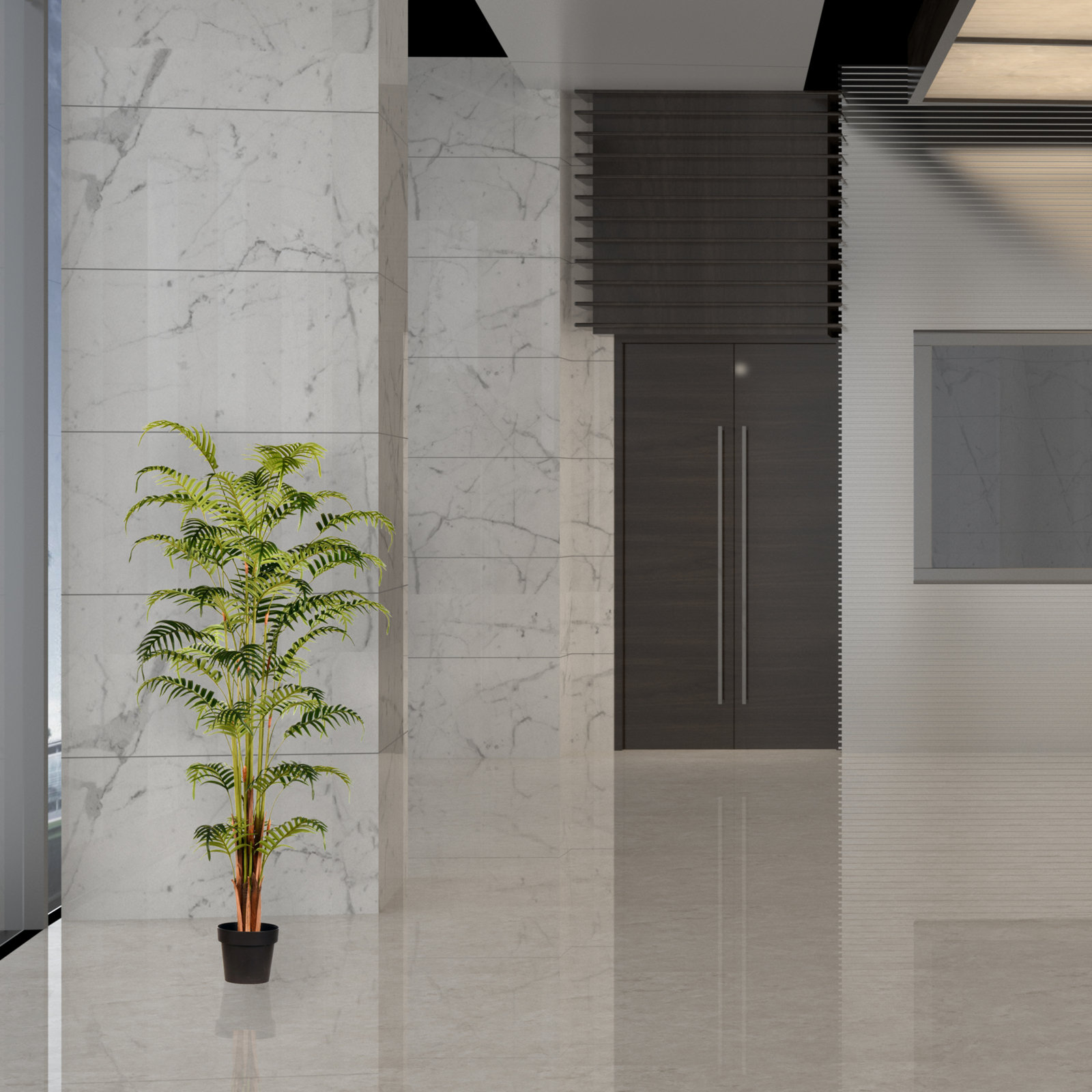 Palm Plant in Pot, 70" H x 22" W x 22" D