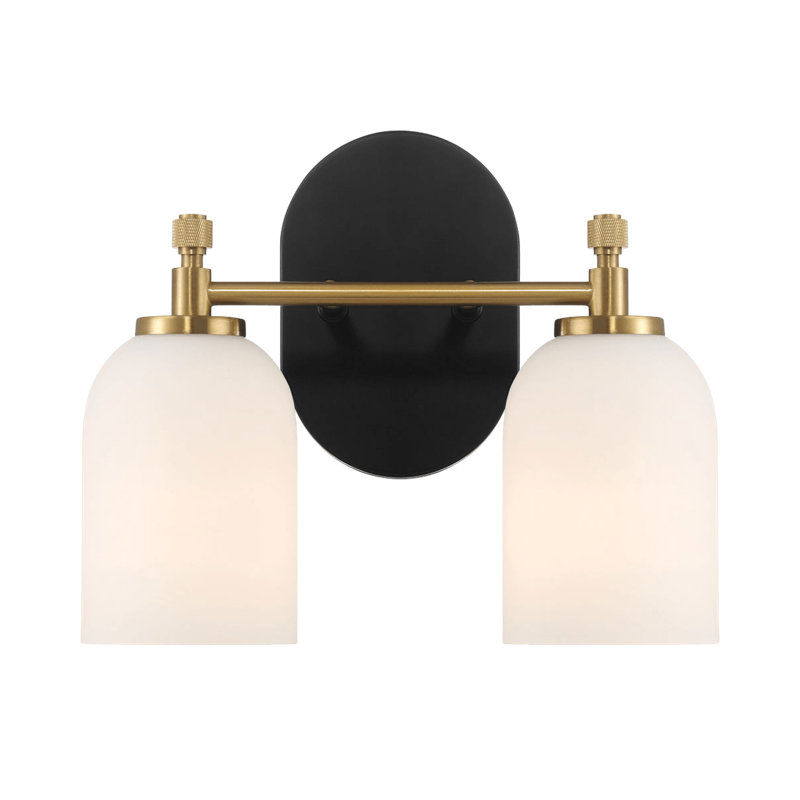 Applique murale à deux lumières Vortex de style traditionnel pour miroir de salle de bain l 12,25 po x H 10,12 po x E 5,5 po avec verre givré blanc