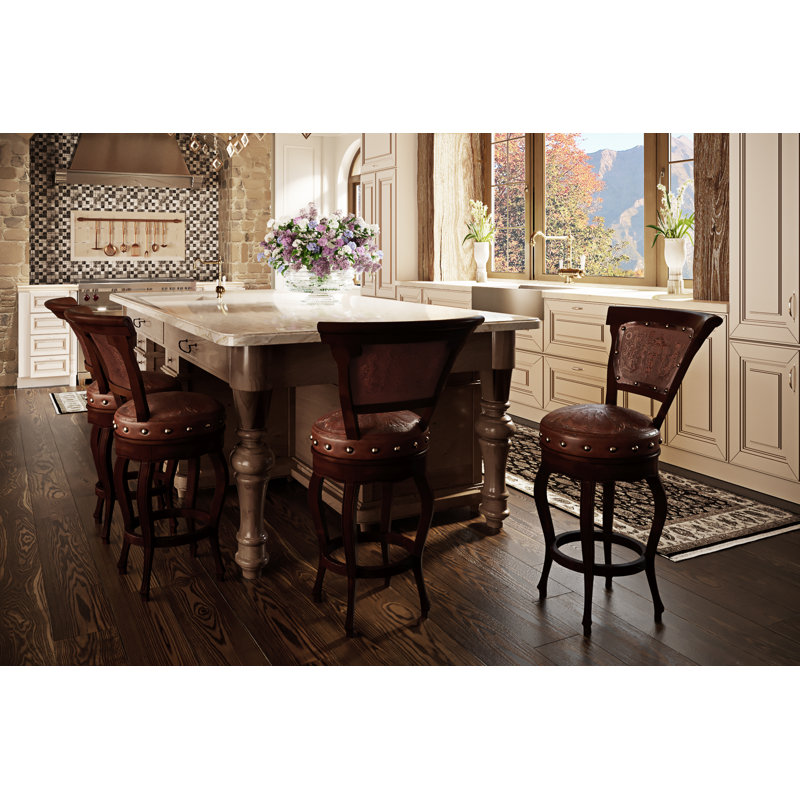 Colonial 30" Swivel Bar Stool, Bar Stool (30" Seat Height), Antique Brown