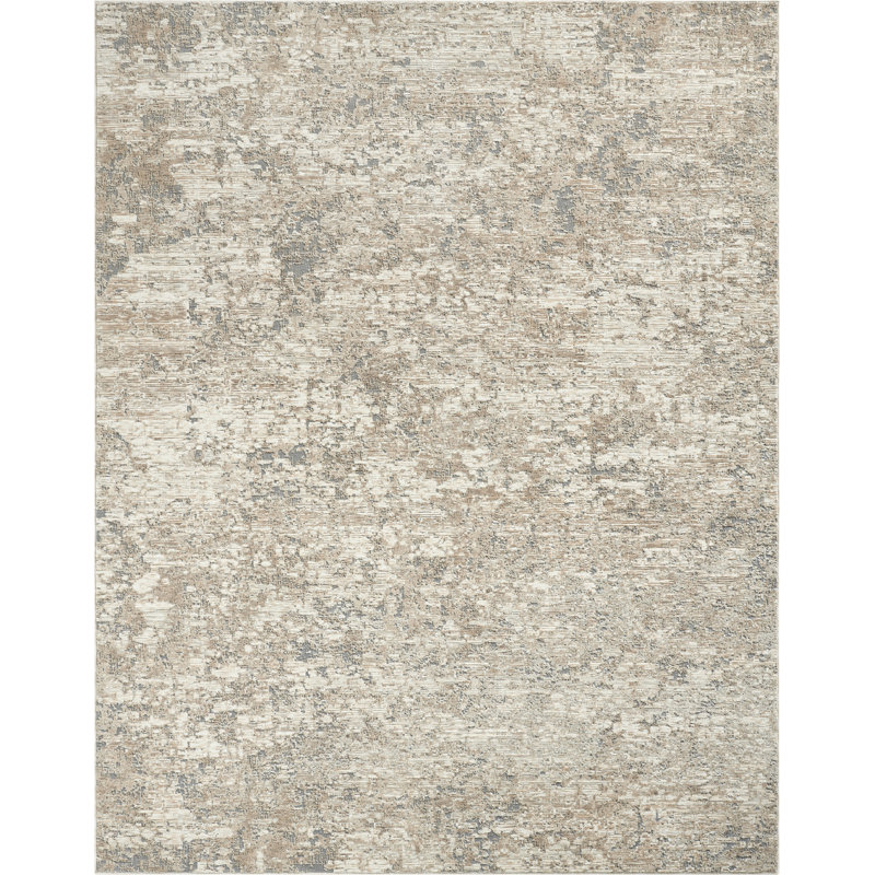 Hemingford Abstract  Area Rug, Rectangle 5'3" x 7'6", Beige/Gray