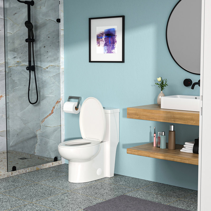 Toilette blanche en céramique blanche avec double chasse et look moderne - salle de bain silencieuse