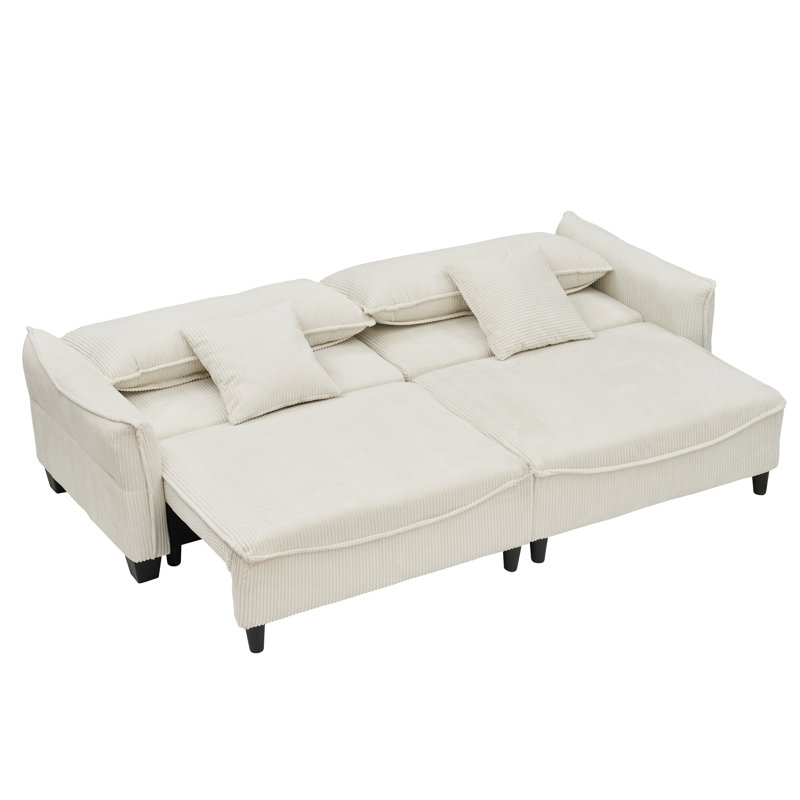 Canapé Trinety, Velours côtelé beige