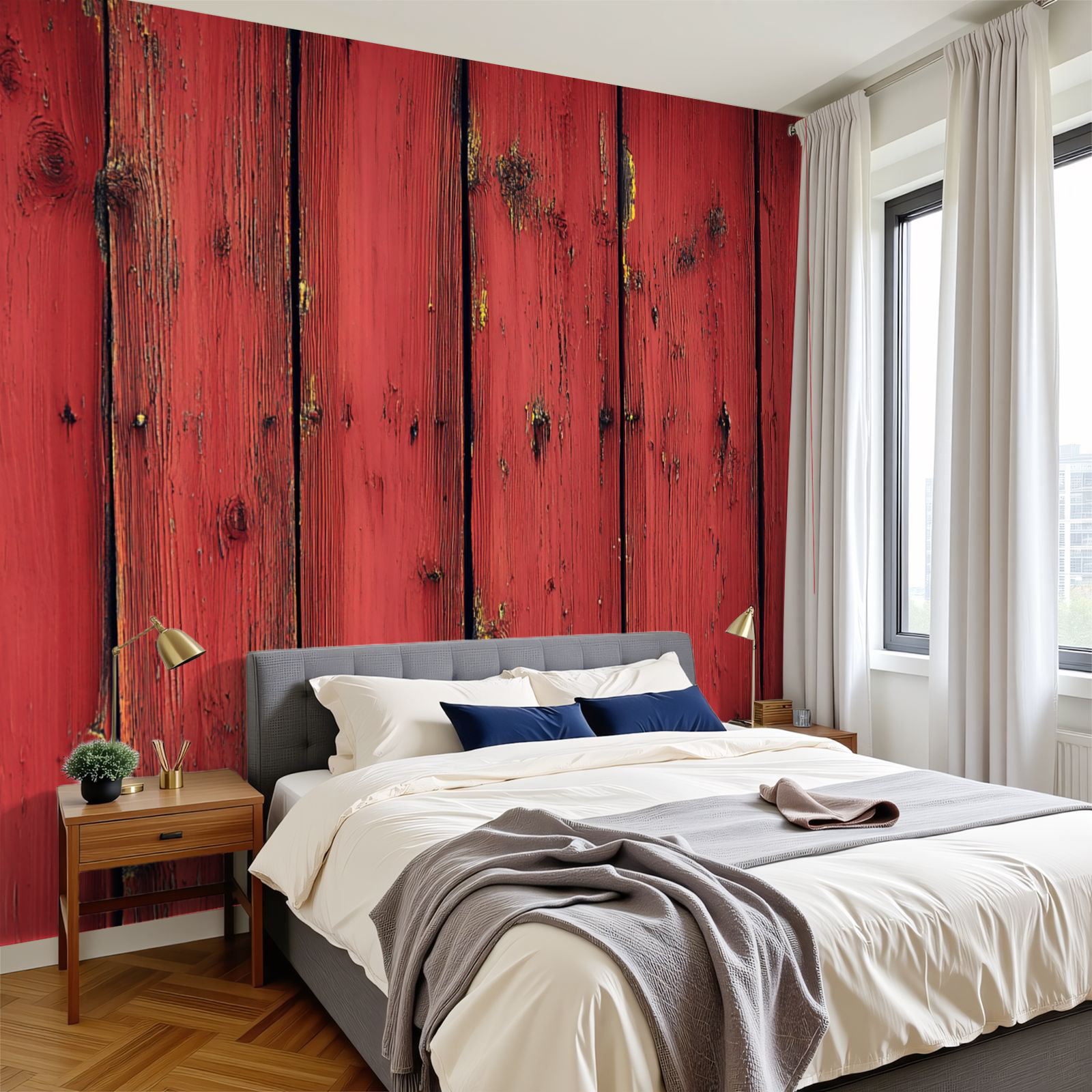 Red Barrel Studio Peel and Stick Wallpaper Red Wood Barn Rustic farm ...
