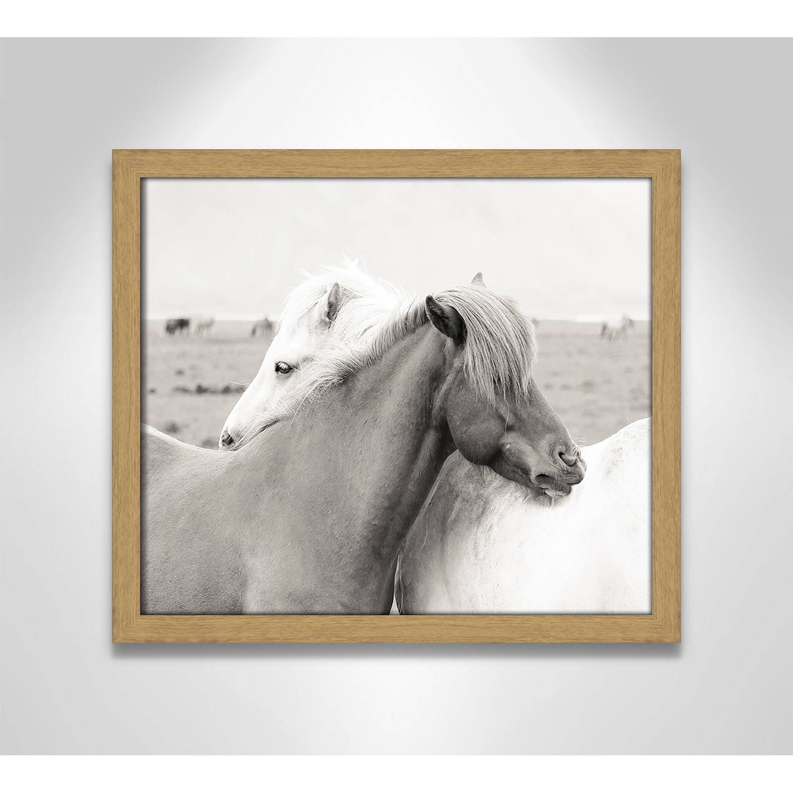 Melanie "Icelandic Meadow Horses" Print, 13" H x 15" W x 0.75" D, Natural Wood Grain Framed
