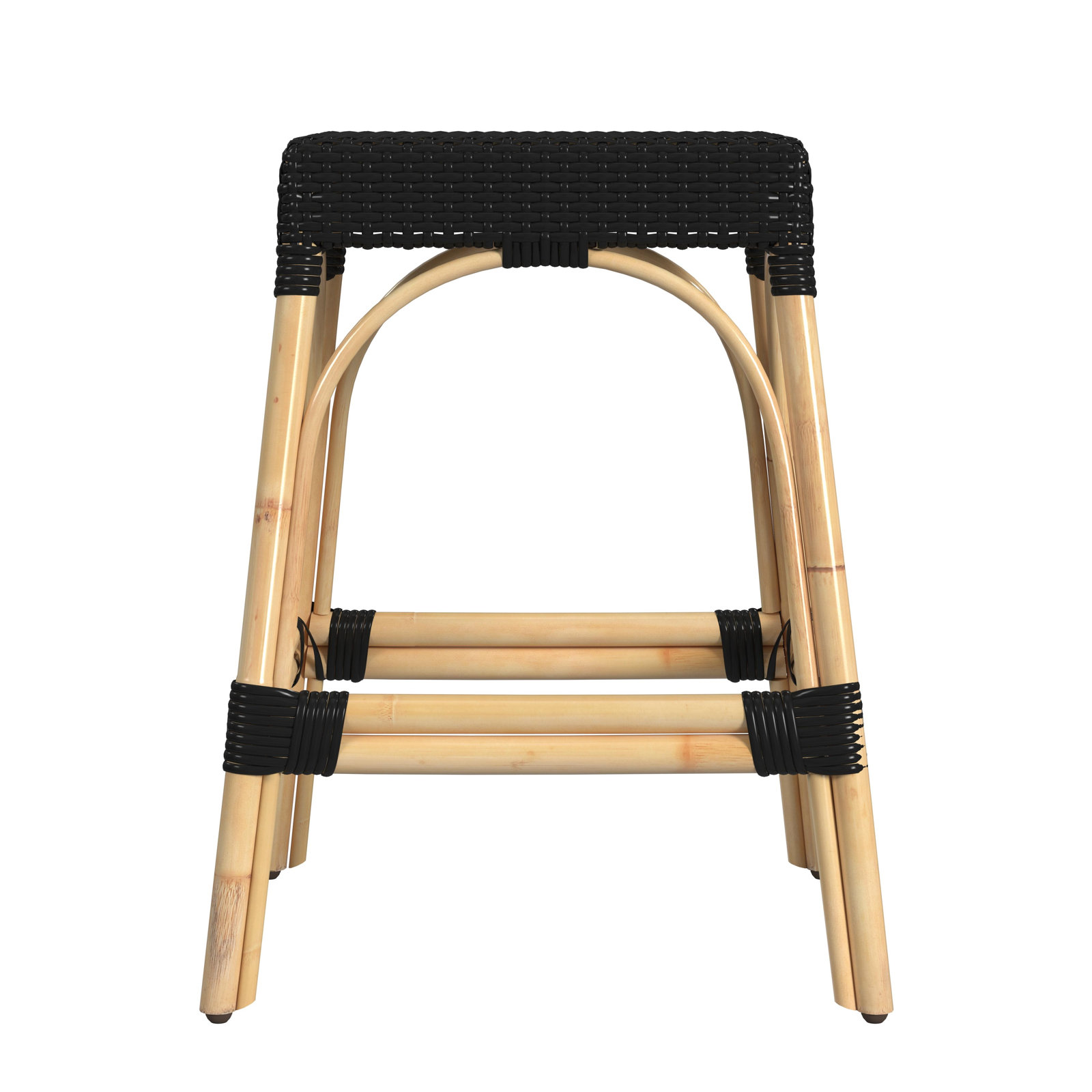 Lennart Bar and Counter Stool, Black/ Natural Rattan Frame, Counter Stool (24.5" Seat Height)