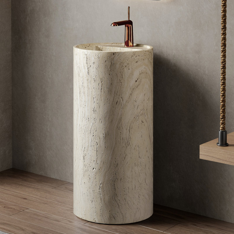34" Tall Pedestal Bathroom Sink Solid Surface Bathroom Sink