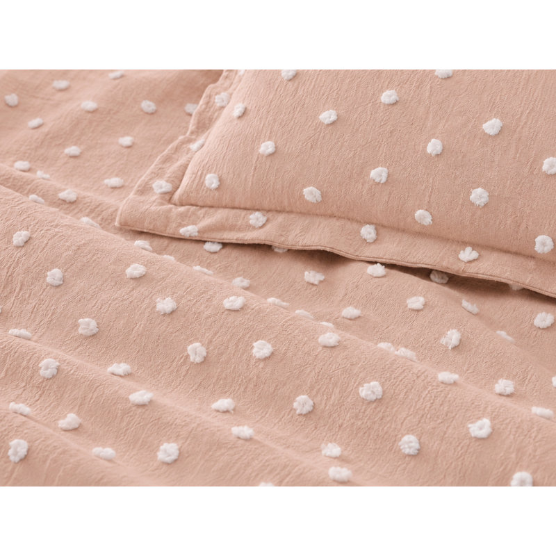 Ensemble de housse de couette brodée à pois Swift Home, Couette très grand + 2 taies décoratives standar, Rose