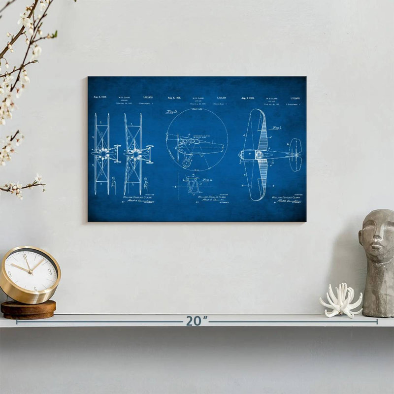 Impression de plans d'aviation, impression sur toile, H 8 po x l 12 po x P 1 po