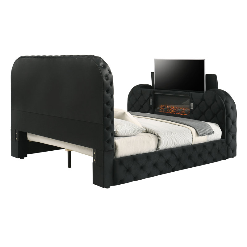 Kana Upholstered Bed with LED in Black, King
