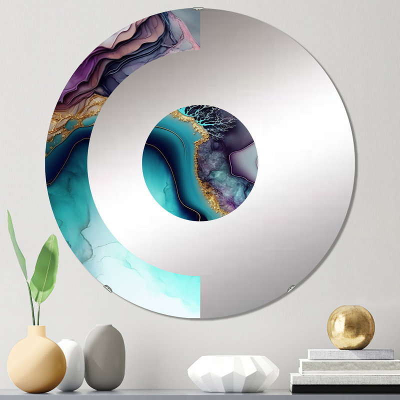 Nour - Miroir mural demi-cercle, 23,6 po x 23,6 po