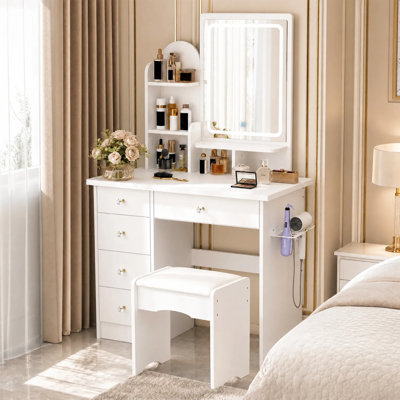 Meuble-lavabo l 31,5 po x P 15,6 po x H 55,1 po avec miroir lumineux 3 couleurs