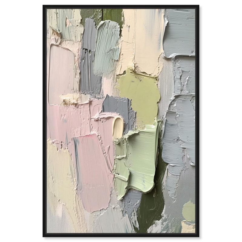 «Creamy Contours II», toile abstraite colorée par , Cadre flottant noir, H 16 po x l 11 po