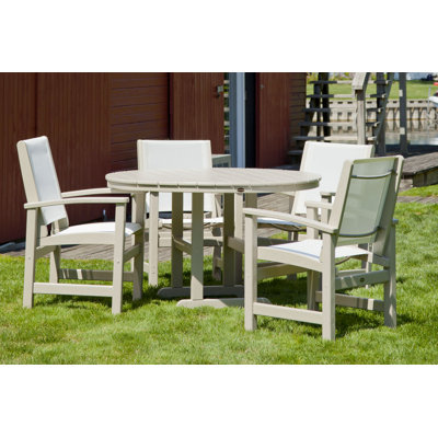 POLYWOOD Coastal 5-Piece Round Farmhouse Dining Set