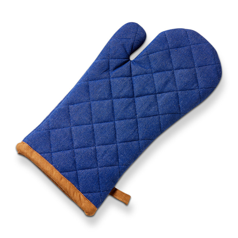 Grill Oven Mitt Blue Denim Cotton Everyday