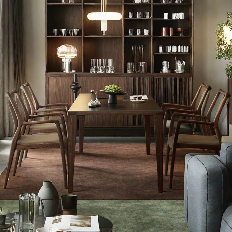 Nordic-style rectangular dining table, 29.53"H x 62.99"L x 33.46"W