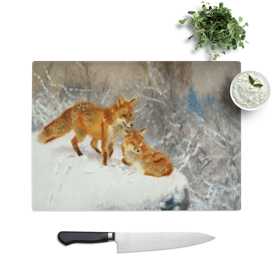 Two Foxes by Bruno Liljefors Chopping Board