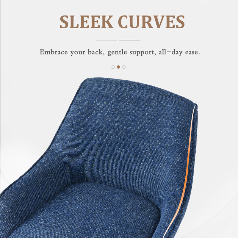 Gefjun 46cm H Swivel Dining Chairs, Modern Upholstered Armchairs for Dining Room Kitchen Living Room, Navy Chenille