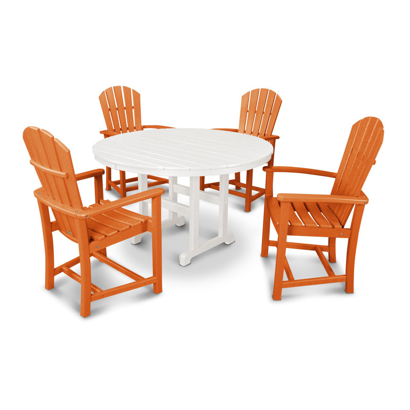Ensemble repas 5 pièces POLYWOOD Palm Coast, Mandarine et blanc
