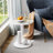 White Marble End Tables Set of 2, Nightstands for Living Room, Bedroom, Office-1244292512