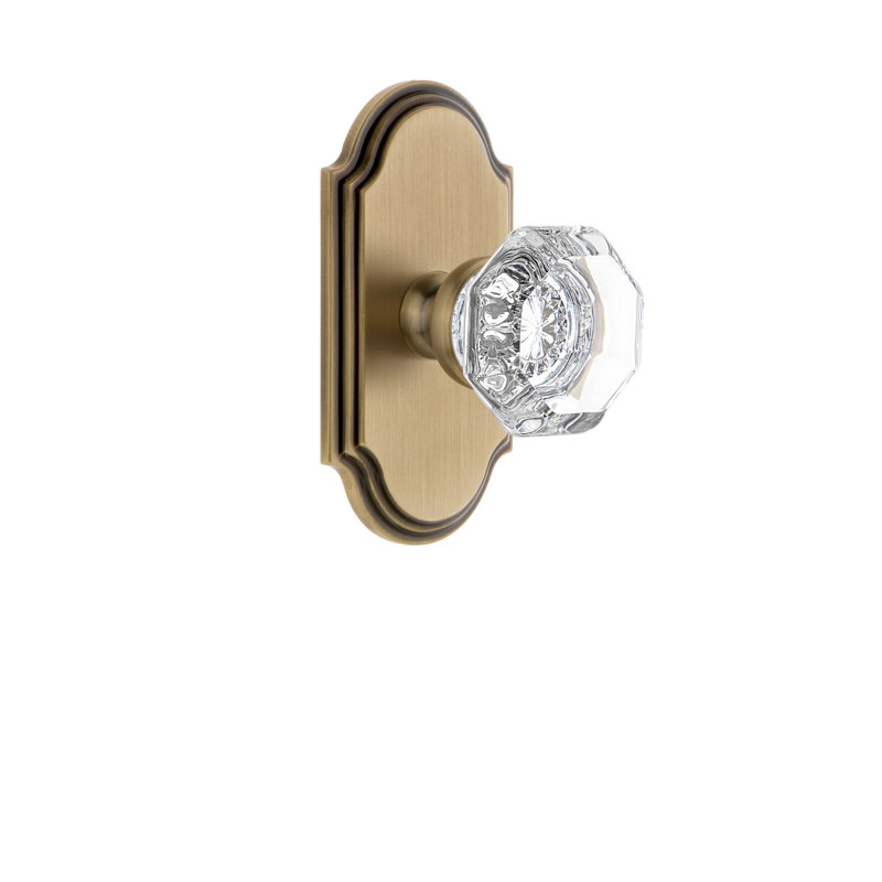 Poignée de porte en cristal Grandeur, 2 3/8", Laiton rétro